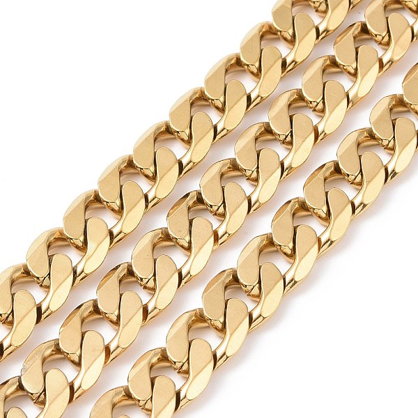 

PandaHall 304 Stainless Steel Cuban Link Chains, Twisted Chains, Unwelded, Golden, 10mm, Links: 13.5x10x3mm 304 Stainless Steel