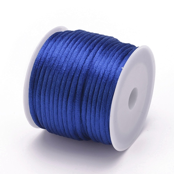 

PandaHall Nylon Cord, Satin Rattail Cord, for Beading Jewelry Making, Chinese Knotting, Blue, 2mm, about 10.93 yards(10m)/roll Nylon Blue