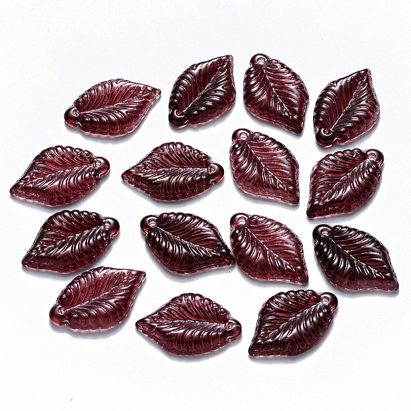 

PandaHall Transparent Baking Painted Glass Pendants, Leaf, Purple, 22.5x14.5x3.5mm, Hole: 1.2mm Glass Leaf Purple