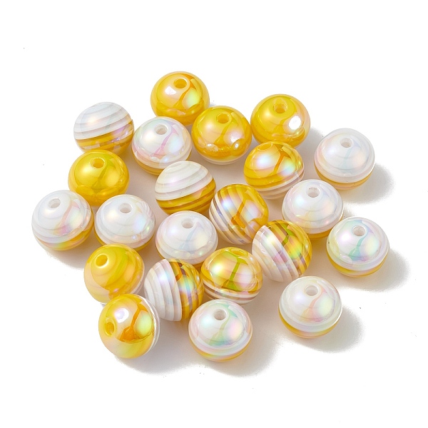 

PandaHall Opaque Acrylic Beads, AB Color, Round with Stripe Pattern, Yellow, 16.2x15mm, Hole: 3mm Acrylic Round Yellow