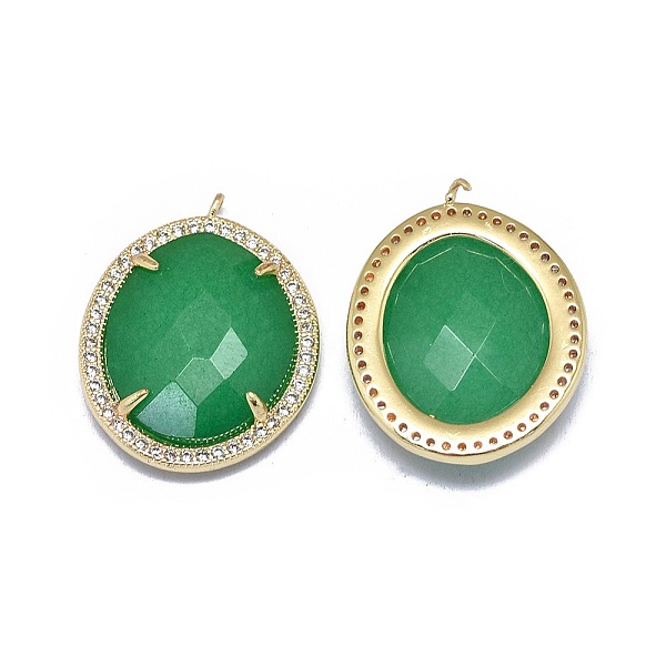 PandaHall Natural Jade Pendants, with Brass Findings and Cubic Zirconia, Oval, Faceted, Dyed, Golden, Green, 22x17x5.5mm, Hole: 1~1.2mm Jade... PandaHall Natural Jade Pendants, with Brass Findings and Cubic Zirconia, Oval, Faceted, Dyed, Golden, Green, 22x17x5.5mm, Hole: 1~1.2mm Jade...