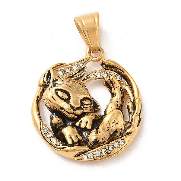 

PandaHall 316L Stainless Steel Tibetan Style Rhinestone Pendants, Cat Shape, 35x31x8.5mm, Hole: 9x7mm Stainless Steel+Rhinestone Cat Shape..., Clear