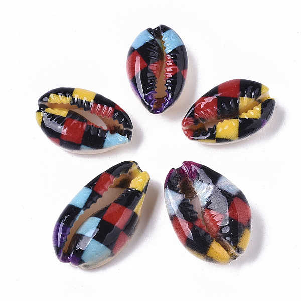Printed Natural Cowrie Shell Beads