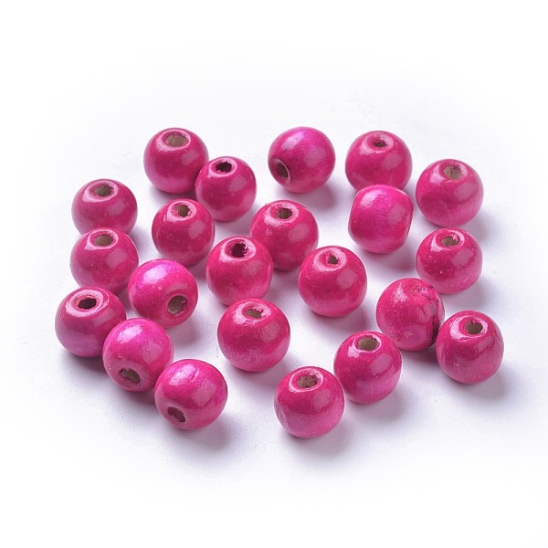 

PandaHall Dyed Natural Wood Beads, Round, Lead Free, Deep Pink, 12x11mm, Hole: 4mm, about 1800pcs/1000g Maple Wood Round Pink