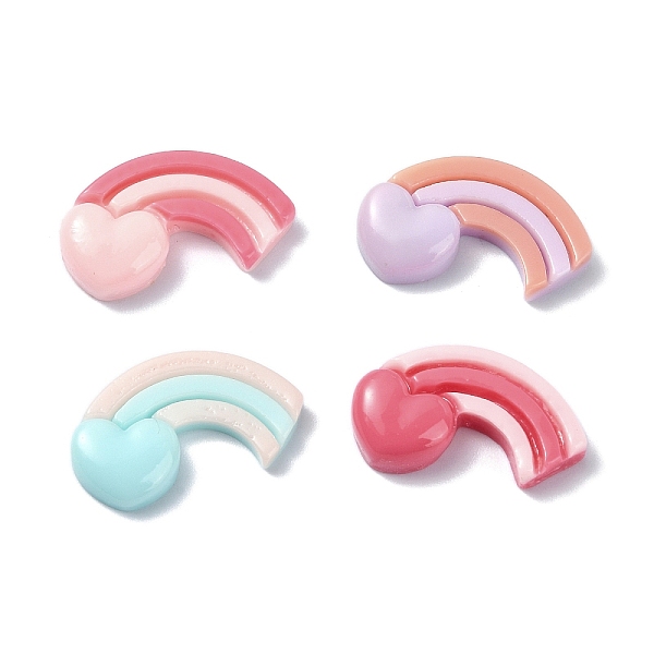 

PandaHall Valentine's Day Opaque Resin Decoden Cabochons, Rainbow with Heart, Mixed Color, 14x23.5x5mm Resin Rainbow Multicolor