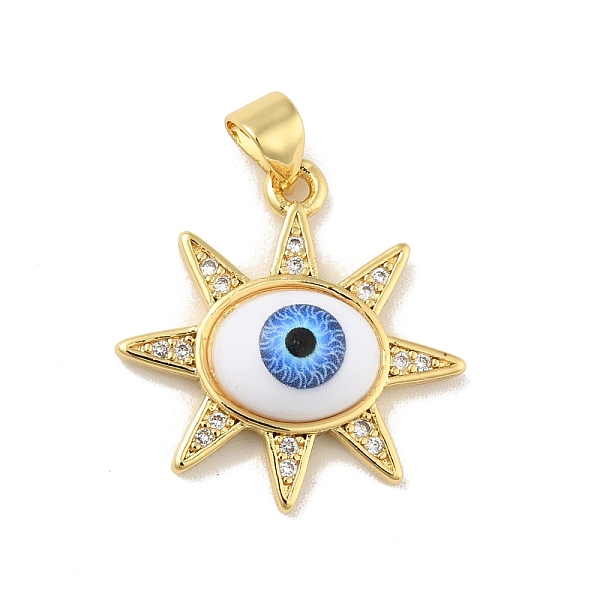 

PandaHall Brass Micro Pave Cubic Zirconia Pendants, with Acrylic, Cadmium Free & Lead Free, Long-Lasting Plated, Real 18K Gold Plated, Sun...