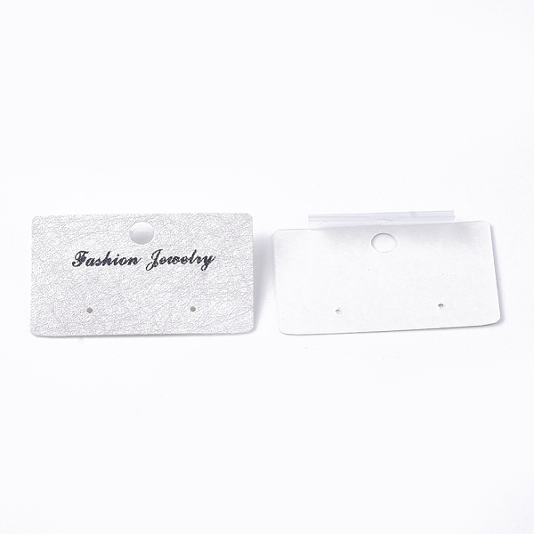 PandaHall Plastic Display Cards, Used For Earrings, Rectangle, WhiteSmoke, 3.1x5.2x0.7~0.8cm, Hole: 6mm Plastic Rectangle White