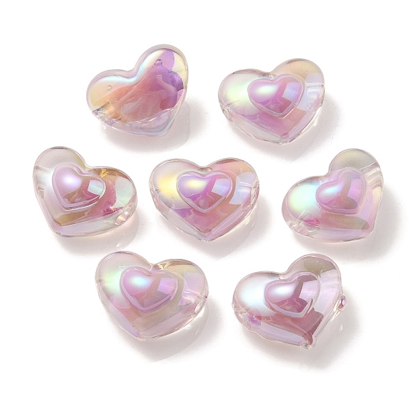 

PandaHall UV Plating Rainbow Iridescent Transparent Acrylic Beads, Two Tone, Heart, Medium Orchid, 13x16.5x9mm, Hole: 3mm Acrylic Heart