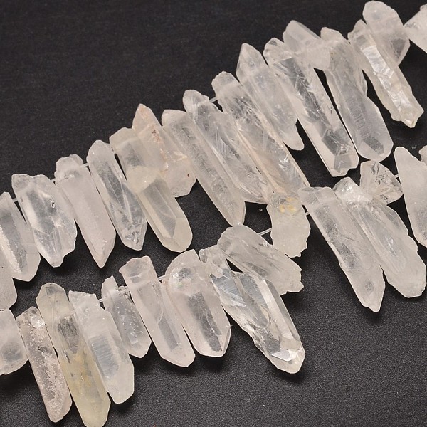 

PandaHall Natural Quartz Crystal Beads Strands, Nuggets, Tusk Shape, Dyed, Clear, 6~9x18~26mm, Hole: 1mm about 46pcs/strand, 16 inch Quartz...