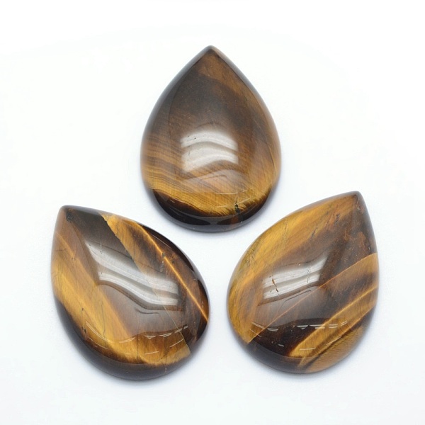 

PandaHall Natural Tiger Eye Cabochons, teardrop, 33.5x24x6.5~7mm Tiger Eye Teardrop