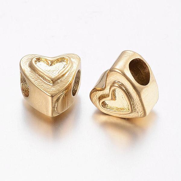 

PandaHall 304 Stainless Steel European Beads, Large Hole Beads, Heart, Golden, 10.5x11x9mm, Hole: 5mm 304 Stainless Steel Heart