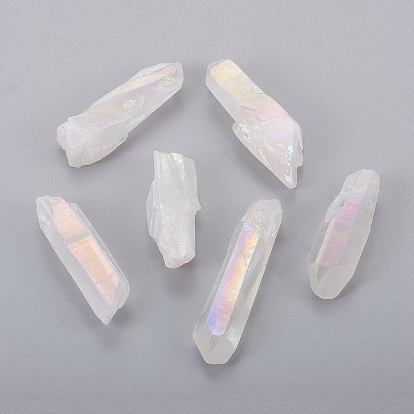 

PandaHall Electroplate Natural Quartz Crystal Beads, No Hole/Undrilled, Nuggets, Creamy White, 16~46x6~13x5~10mm Quartz Crystal Nuggets