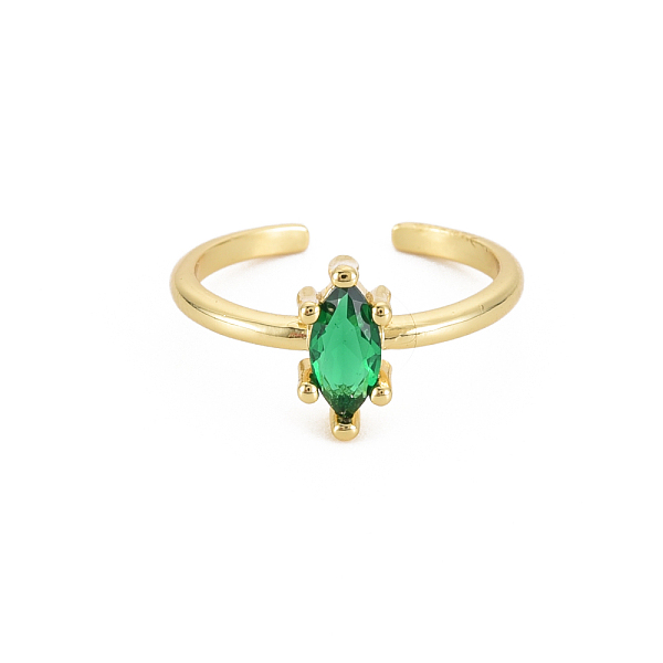 

PandaHall Glass Oval Open Cuff Ring, Real 18K Gold Plated Brass Jewelry for Women, Cadmium Free & Lead Free, Dark Green, US Size 6 3/4...