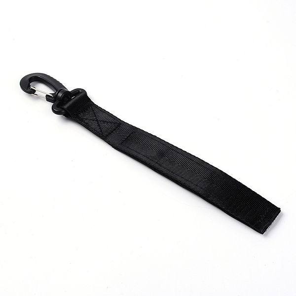 

PandaHall (Clearance Sale)Plastic and Iron Outdoor Carabiners Hanger Buckle Hook, with Nylon Tape, Black, 252x25x5mm Nylon Others Black