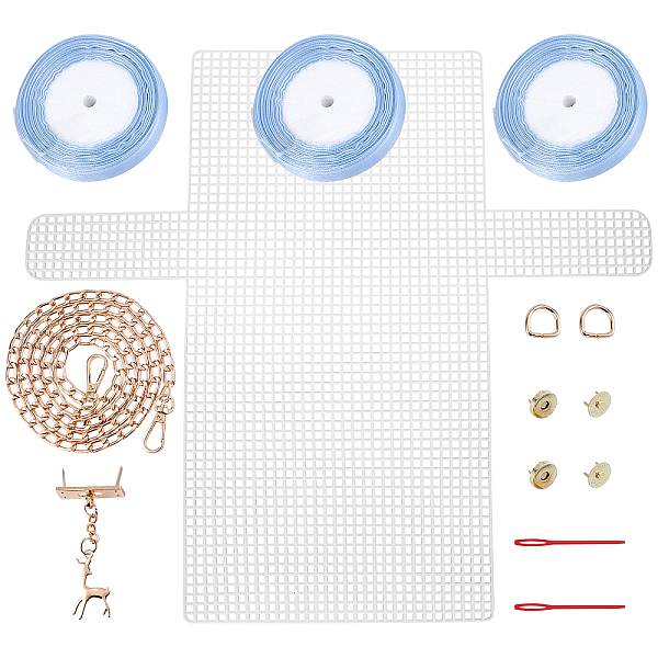 

PandaHall DIY Knitting Crochet Bags Kit, Including Mesh Plastic Canvas Sheets, Ribbon, Knitting Needles, D Ring, Snap Button, Bag Strap..., Multicolor