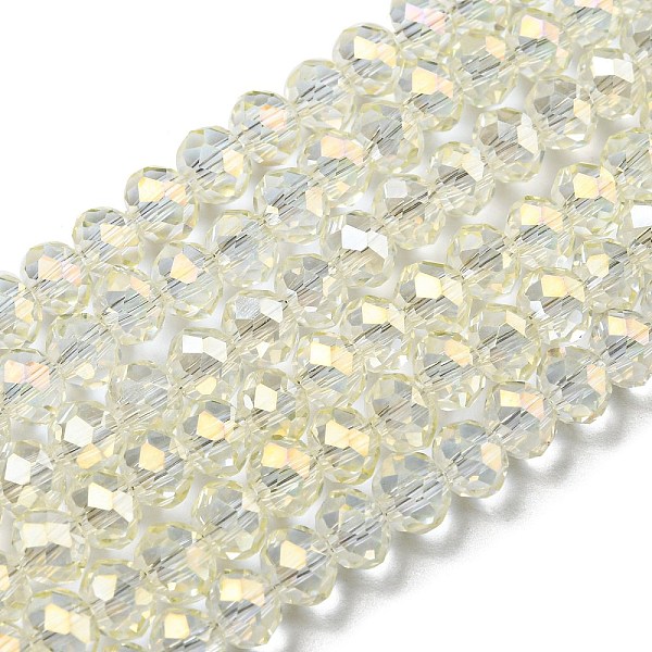 

PandaHall Electroplate Transparent Glass Beads Strands, Full Rainbow Plated, Faceted, Rondelle, Clear, 3x2mm, Hole: 0.8mm, about...