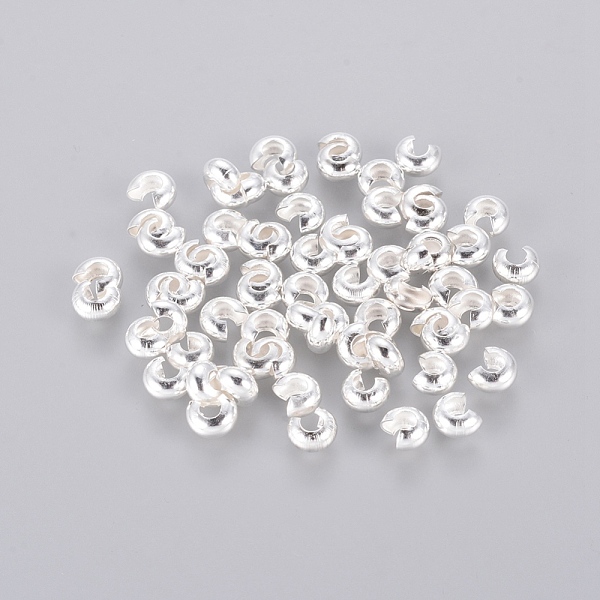 

PandaHall Brass Crimp Beads Covers, Nickel Free, Silver Color Plated, Size: About 4mm In Diameter, Hole: 1.5~1.8mm Brass
