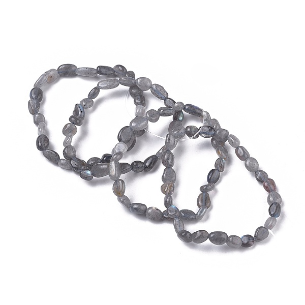 Bracelets Extensibles De Perle De Labradorite Naturelle