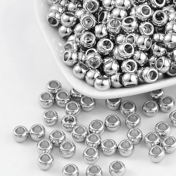 

PandaHall CCB Plastic Spacer Beads, Large Hole Scarf Beads, Flat Round, Platinum Color, about 5mm long, 7mm wide, hole: 4mm Plastic Round