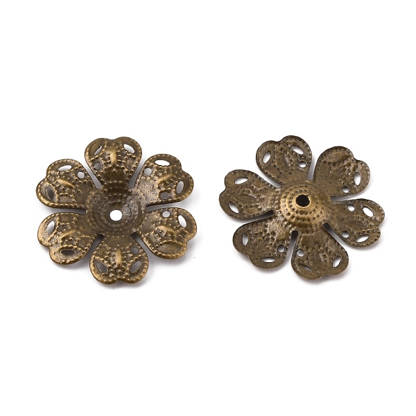 

PandaHall 6-Petal Iron Bead Caps, Flower, Antique Bronze, 25x23.5x2.5mm, Hole: 2mm Iron