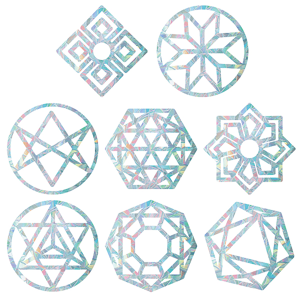

PandaHall GORGECRAFT 16PCS Sacred Geometry Window Clings Flower of Life Anti Collision Rainbow Window Stickers for Birds Strike Decals Non...