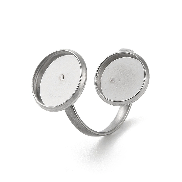 

PandaHall 304 Stainless Steel Open Cuff Ring Findings, Pad Ring Setting, Flat Round, Stainless Steel Color, Inner Diameter: 17mm, Tray: 12mm...