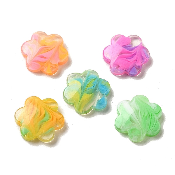 

PandaHall Gradient Color Transparent Resin Decoden Cabochons, with Glitter Powder, Flower, 24x22x6mm Resin Flower