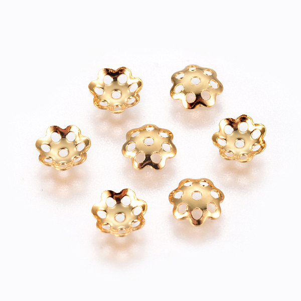 

PandaHall 304 Stainless Steel Bead Caps, Multi-Petal, Flower, Golden, 6x1.5mm, Hole: 0.8mm 304 Stainless Steel