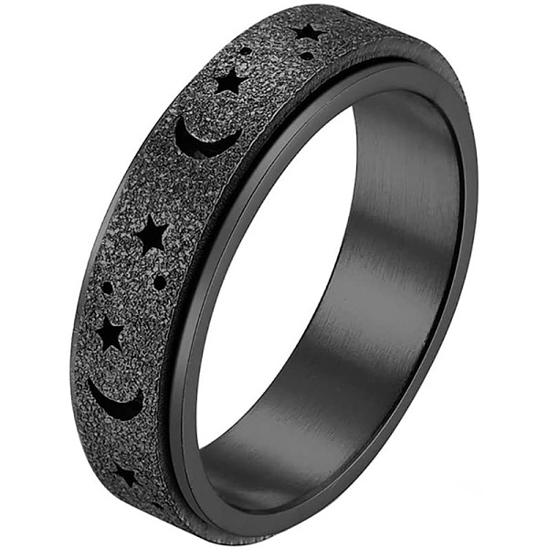 

PandaHall Stainless Steel Moon and Star Rotatable Finger Ring, Spinner Fidget Band Anxiety Stress Relief Ring for Women, Electrophoresis...