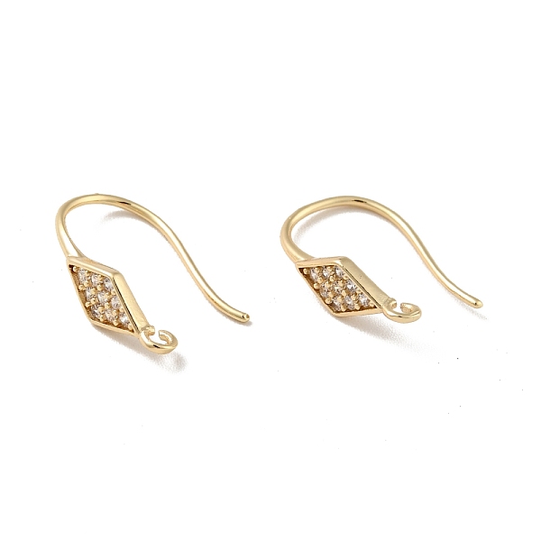 

PandaHall Rhombus Rack Plating Brass Micro Pave Cubic Zirconia Earring Hooks, with Vertical Loop, Long-Lasting Plated, Cadmium Free & Lead..., Clear