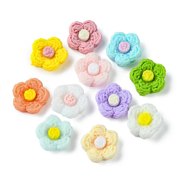 

PandaHall Opaque Resin Cabochons, Flower, Mixed Color, 12.5~13x4.9mm Resin Flower Multicolor