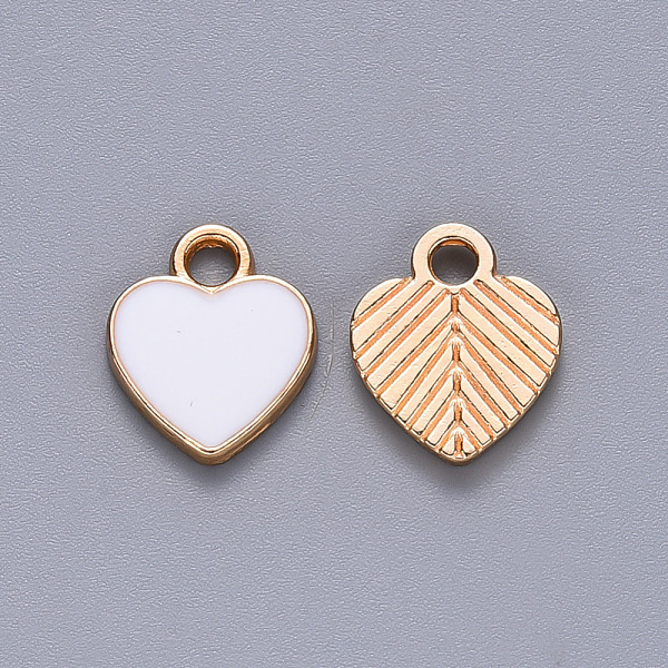 

PandaHall Alloy Enamel Charms, Heart, Light Gold, White, 12x10x2mm, Hole: 2mm Alloy+Enamel Heart White