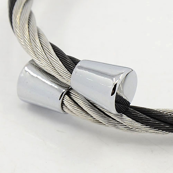

PandaHall Trendy 304 Stainless Steel Bangles, Men's Torque Bangles, Gunmetal & Stainless Steel Color, 52mm 304 Stainless Steel