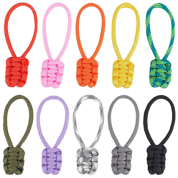 

PandaHall GORGECRAFT 20PCS Replacement Zipper Pulls Tab Nylon Zipper Repair Kit Zipper Head Hand Woven Pull Rope Zipper Handle Fixer Cord..., Multicolor