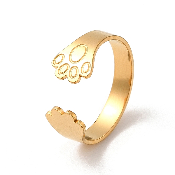 

PandaHall 304 Stainless Steel Open Cuff Rings for Women, Cat Paw Print, Golden, US Size 8 1/4(18.3mm) 304 Stainless Steel Paw Print