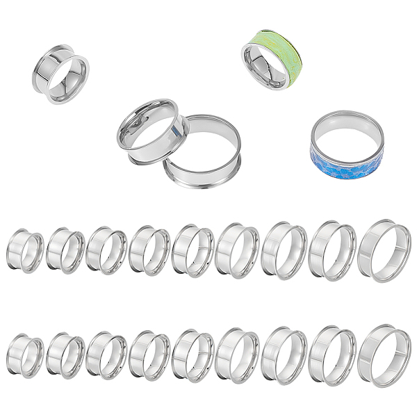 

PandaHall Unicraftale 18Pcs 9 Size 201 Stainless Steel Grooved Finger Ring Settings, Ring Core Blank, for Inlay Ring Jewelry Making...