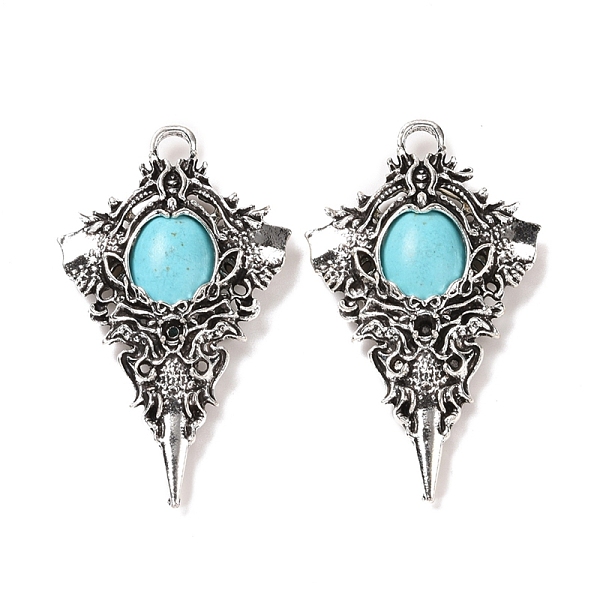 

PandaHall Synthetic Turquoise Pendants, Kite Charms, with Alloy Findings, Antique Silver, 44x26x6.5mm, Hole: 3.5mm Synthetic Turquoise Kite..., Green
