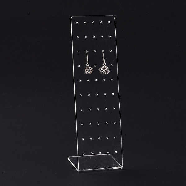 

PandaHall Transparent Acrylic Earrings Display Stands, L-Shaped, Clear, 19.5x6.3x0.95cm, Hole: 1.6mm Acrylic Clear