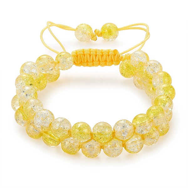 

PandaHall Sparkling Round Glass Braided Bead Bracelet, Double Layered Wrap Adjustable Bracelet for Women, Yellow, Inner Diameter: 2~3-1/8...