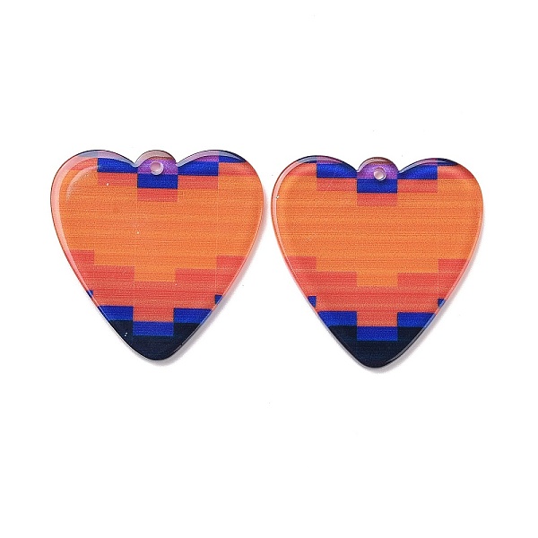 

PandaHall Transparent Printed Acrylic Pendants, Heart with Tartan Pattern, Orange, 40x40x3mm, Hole: 1.8mm Acrylic Heart Orange