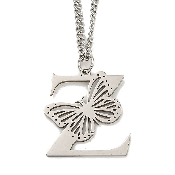 

PandaHall 201 Stainless Steel Necklaces, Letter Z, 23.74 inch(60.3cm) p: 31.5x29x1.3mm 202 Stainless Steel Letter Z