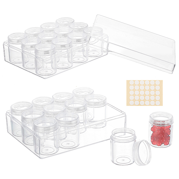 

PandaHall BENECREAT 24 Pack Clear Bead Storage Containers, 16x12.2x5.5cm Cylinder Storage Organizer Case Box with Screw Lids and Stickers..., White