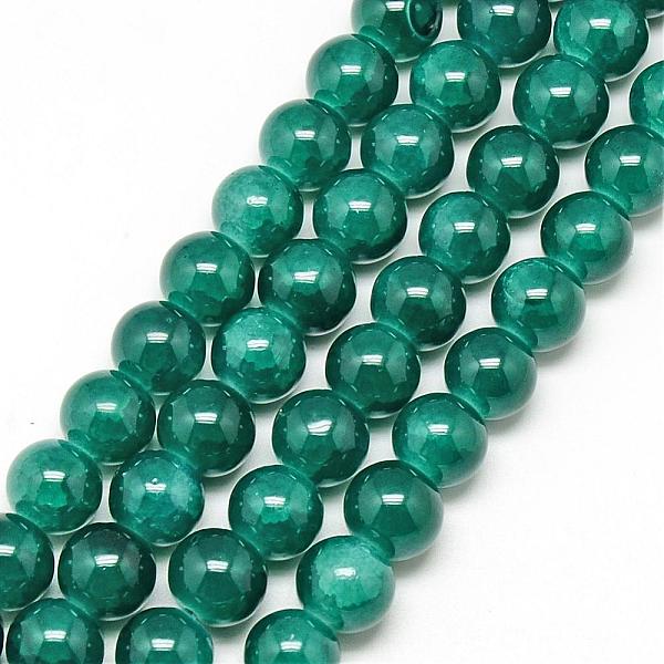 

PandaHall Baking Painted Crackle Glass Bead Strands, Round, Teal, 8mm, Hole: 1.3~1.6mm, about 100pcs/strand, 31.4 inch Glass Round Cyan