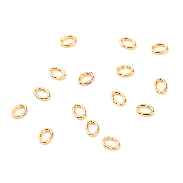 

PandaHall Brass Open Jump Rings, Long-Lasting Plated, Oval, Real 18K Gold Plated, 21 Gauge, 4x3x0.7mm, Inner Diameter: 1.5x2.5mm Brass