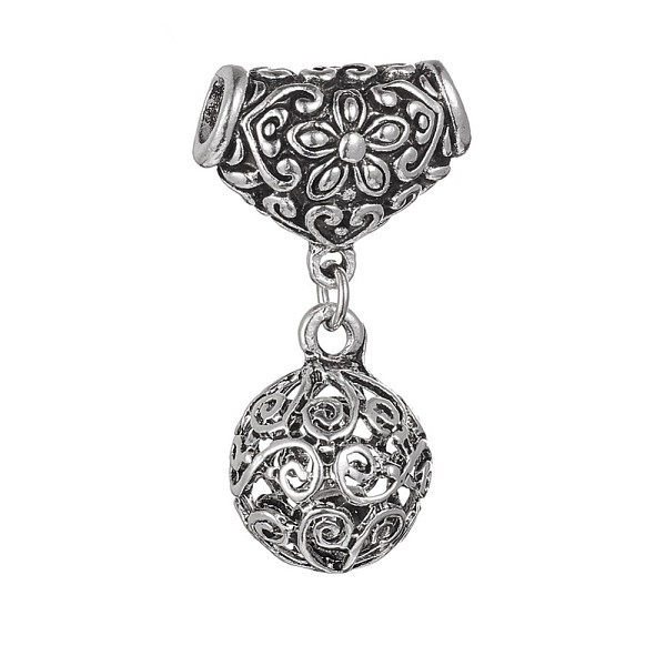 

PandaHall Tibetan Style Alloy European Dangle Charms, Large Hole Pendants, Round Bell, Antique Silver, 45mm, Hole: 5.5x5mm, Tube Bails...