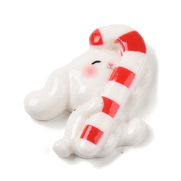 

PandaHall Christmas Rabbit Theme Opaque Resin Decoden Cabochons, Candy Cane, 24x23x6mm Resin Candy Cane White