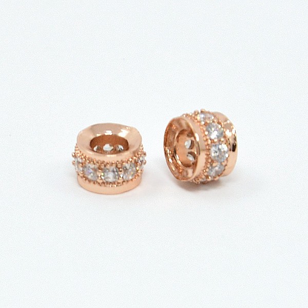 

PandaHall Brass Cubic Zirconia Beads, Rondelle, Rose Gold, 6x4mm, Hole: 3mm Brass+Cubic Zirconia Rondelle
