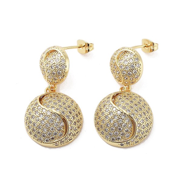 

PandaHall Rack Plating Brass Micro Pave Cubic Zirconia Stud Earring, Cadmium Free & Lead Free, Long-Lasting Plated, Flat Round, Real 18K...
