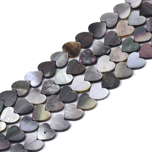 

PandaHall Natural Black Lip Shell Bead Strands, Heart, 6x6x1.5mm, Hole: 0.8mm, about 69pcs/strand, 15.75 inch(40cm) Black Lip Shell Heart