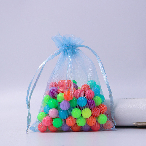 

PandaHall Rectangle Organza Drawstring Bags, Light Sky Blue, 9x7cm Organza Rectangle
